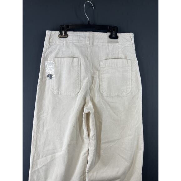 Anthropologie Maeve Colette Size 29 Cropped Corduroy Wide Leg Pants Ivory - Picture 7 of 11